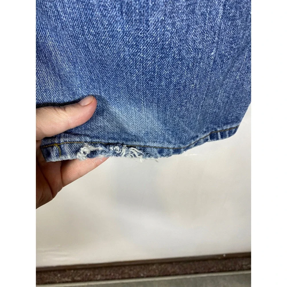 Arizona Relaxed 36x34 Medium Wash Jeans Straight Leg Distressed Hem Denim